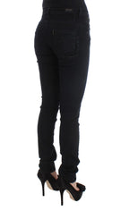 Schwarze schmal geschnittene Jeans aus Baumwolle
