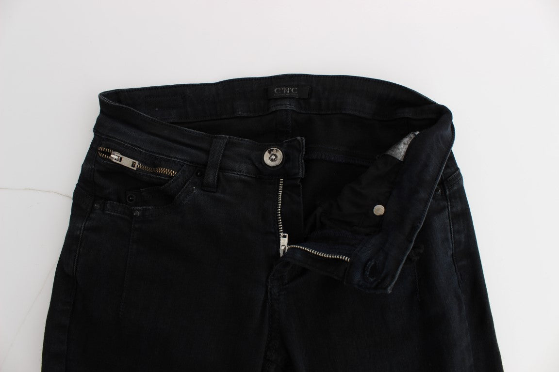 Schwarze schmal geschnittene Jeans aus Baumwolle