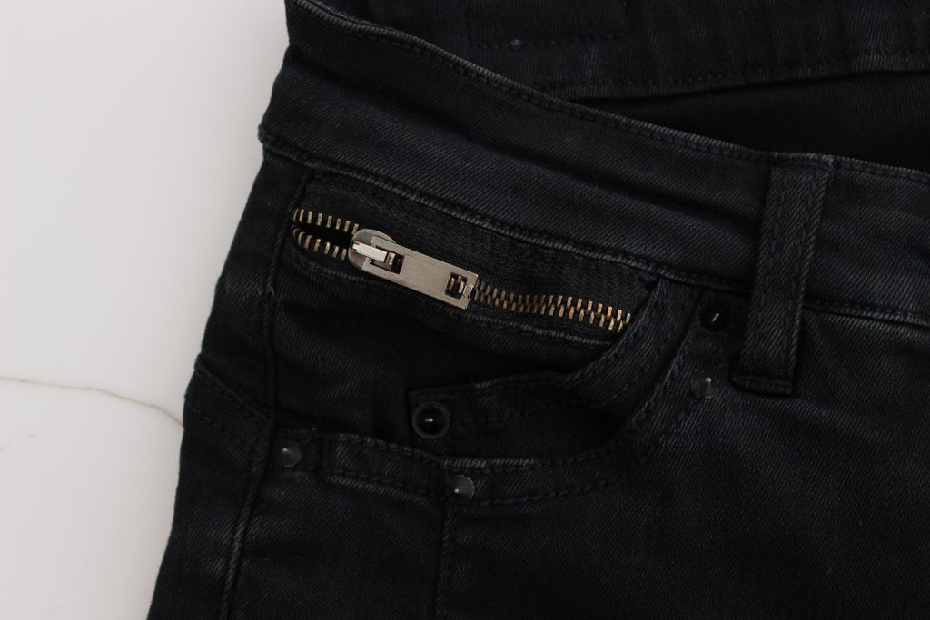 Schwarze schmal geschnittene Jeans aus Baumwolle