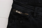 Schwarze schmal geschnittene Jeans aus Baumwolle
