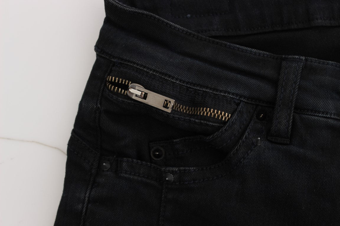 Schwarze schmal geschnittene Jeans aus Baumwolle