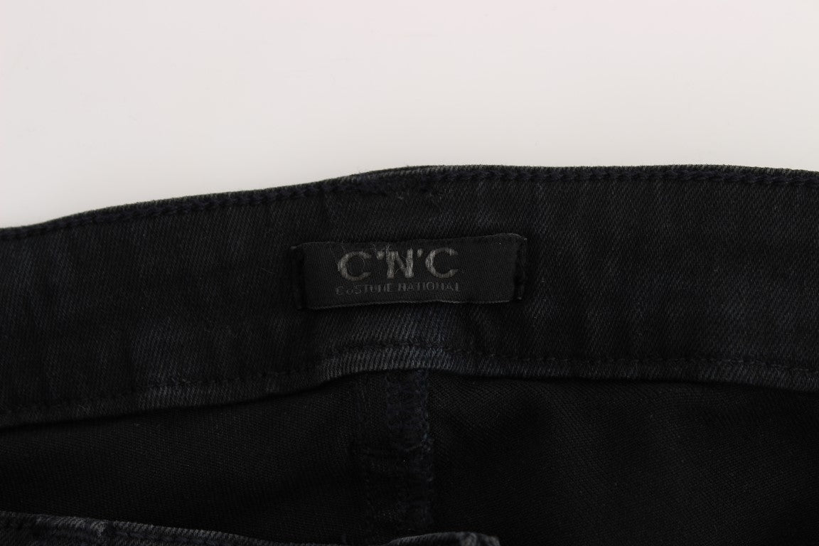 Schwarze schmal geschnittene Jeans aus Baumwolle