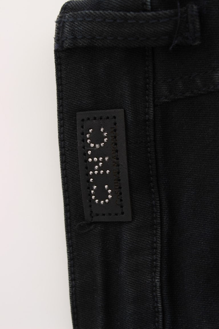 Schwarze schmal geschnittene Jeans aus Baumwolle