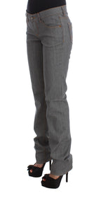 Gray Cotton Regular Fit Denim Jeans