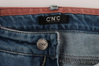 Blue Cotton Slim Fit Cropped Jeans