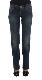 Bootcut-Jeans aus Baumwollmischgewebe in Blau