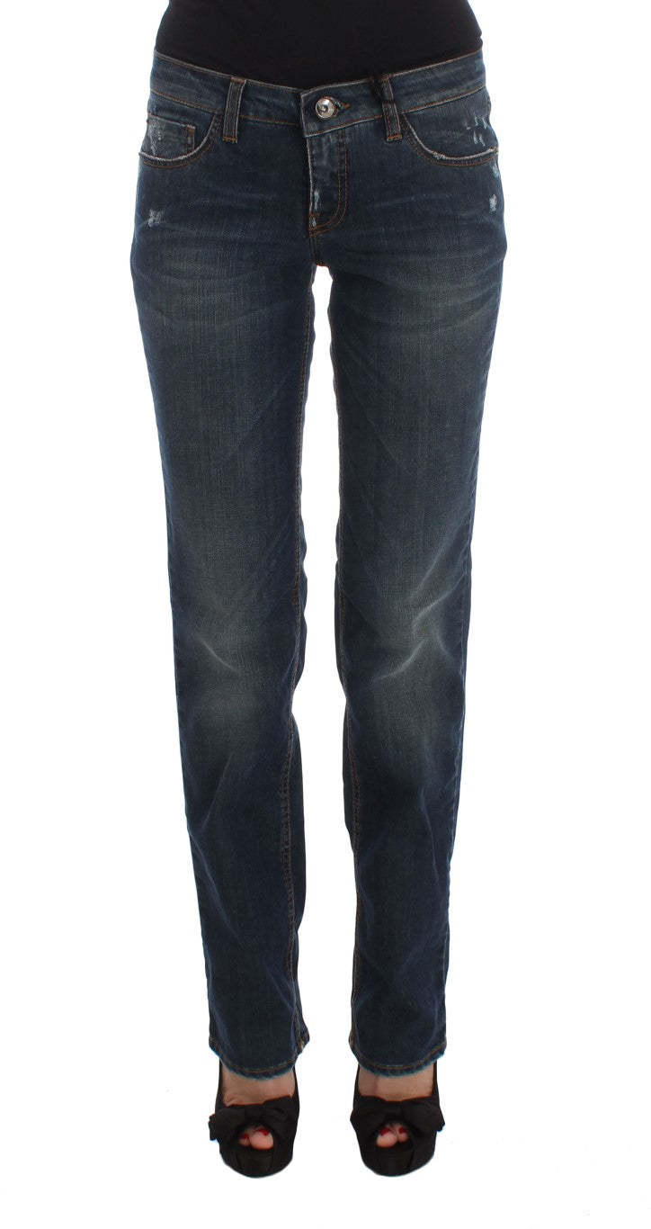Bootcut-Jeans aus Baumwollmischgewebe in Blau