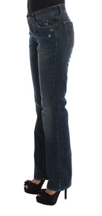 Bootcut-Jeans aus Baumwollmischgewebe in Blau