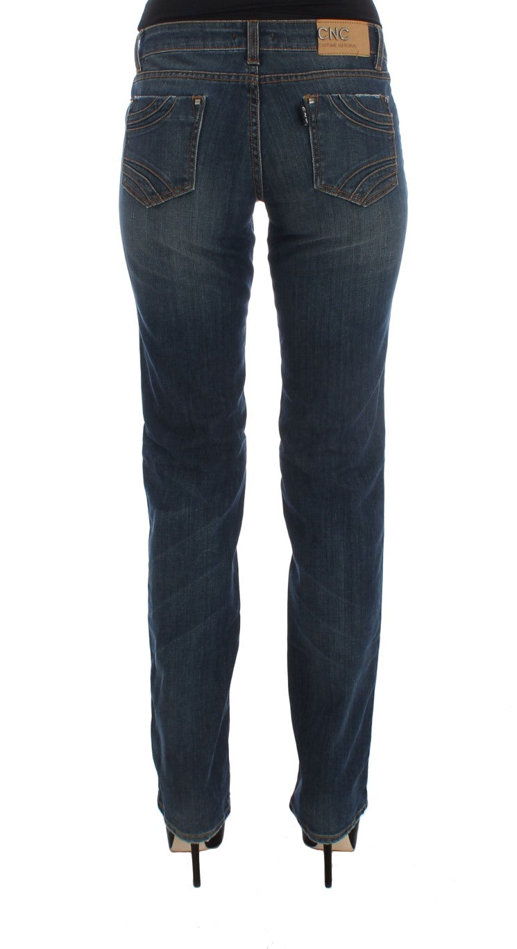 Bootcut-Jeans aus Baumwollmischgewebe in Blau