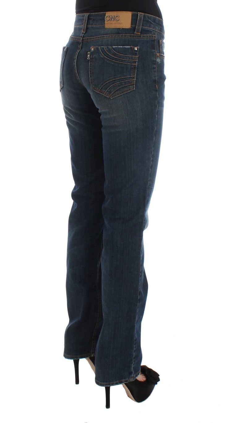 Bootcut-Jeans aus Baumwollmischgewebe in Blau