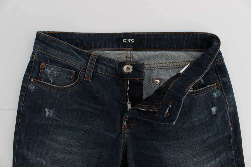 Bootcut-Jeans aus Baumwollmischgewebe in Blau