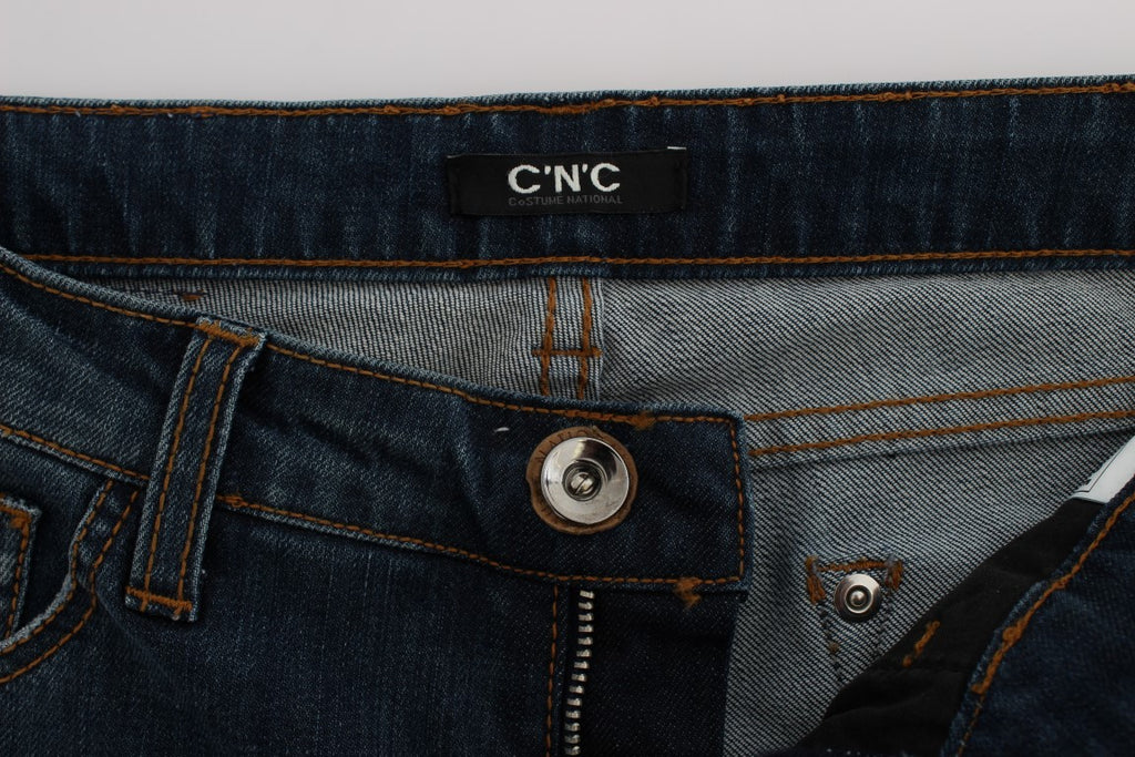 Bootcut-Jeans aus Baumwollmischgewebe in Blau