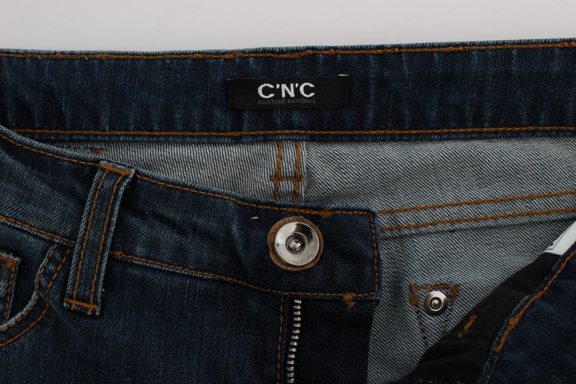 Bootcut-Jeans aus Baumwollmischgewebe in Blau