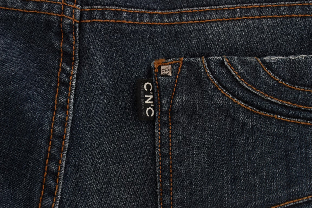 Bootcut-Jeans aus Baumwollmischgewebe in Blau