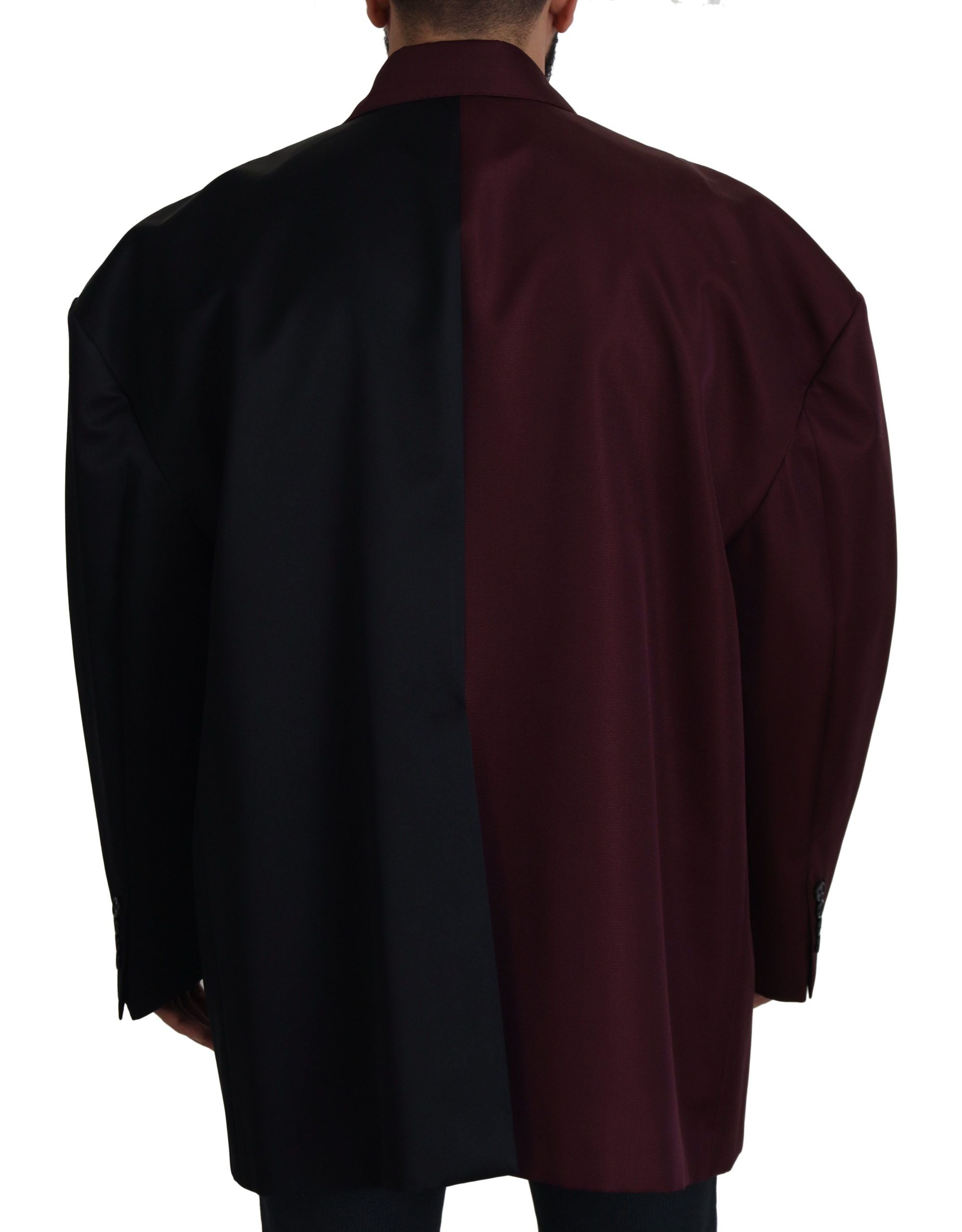 Bordeauxrote doppelreihige Jacke aus Polyester