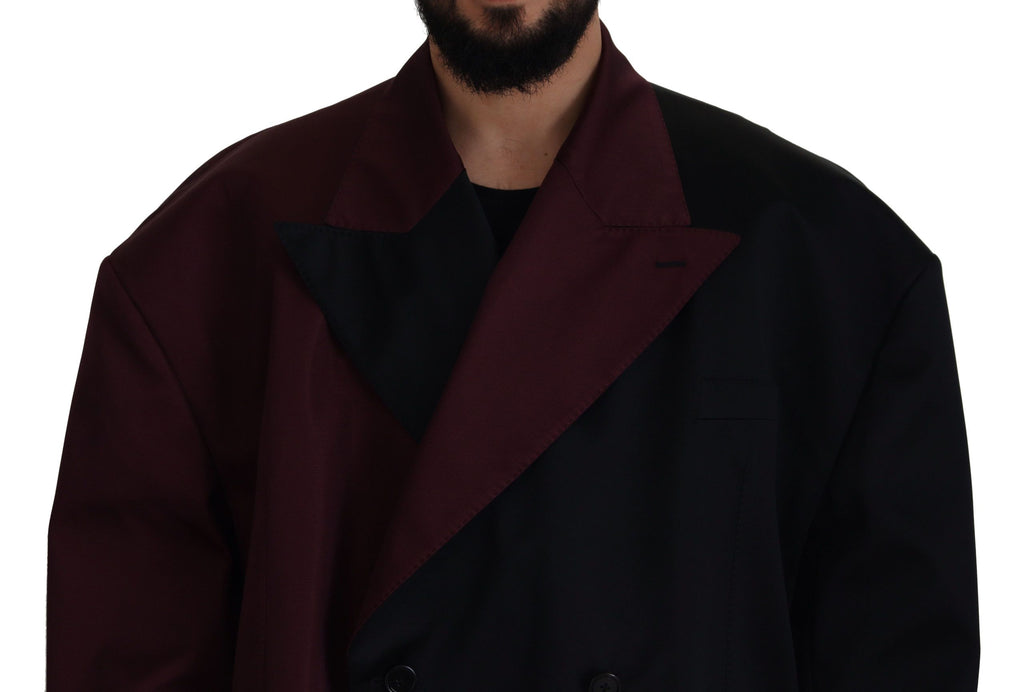 Bordeauxrote doppelreihige Jacke aus Polyester
