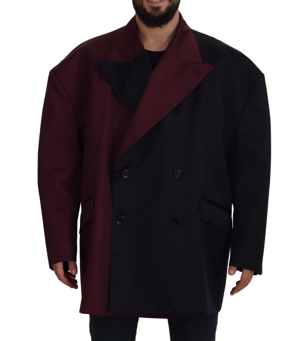 Bordeauxrote doppelreihige Jacke aus Polyester