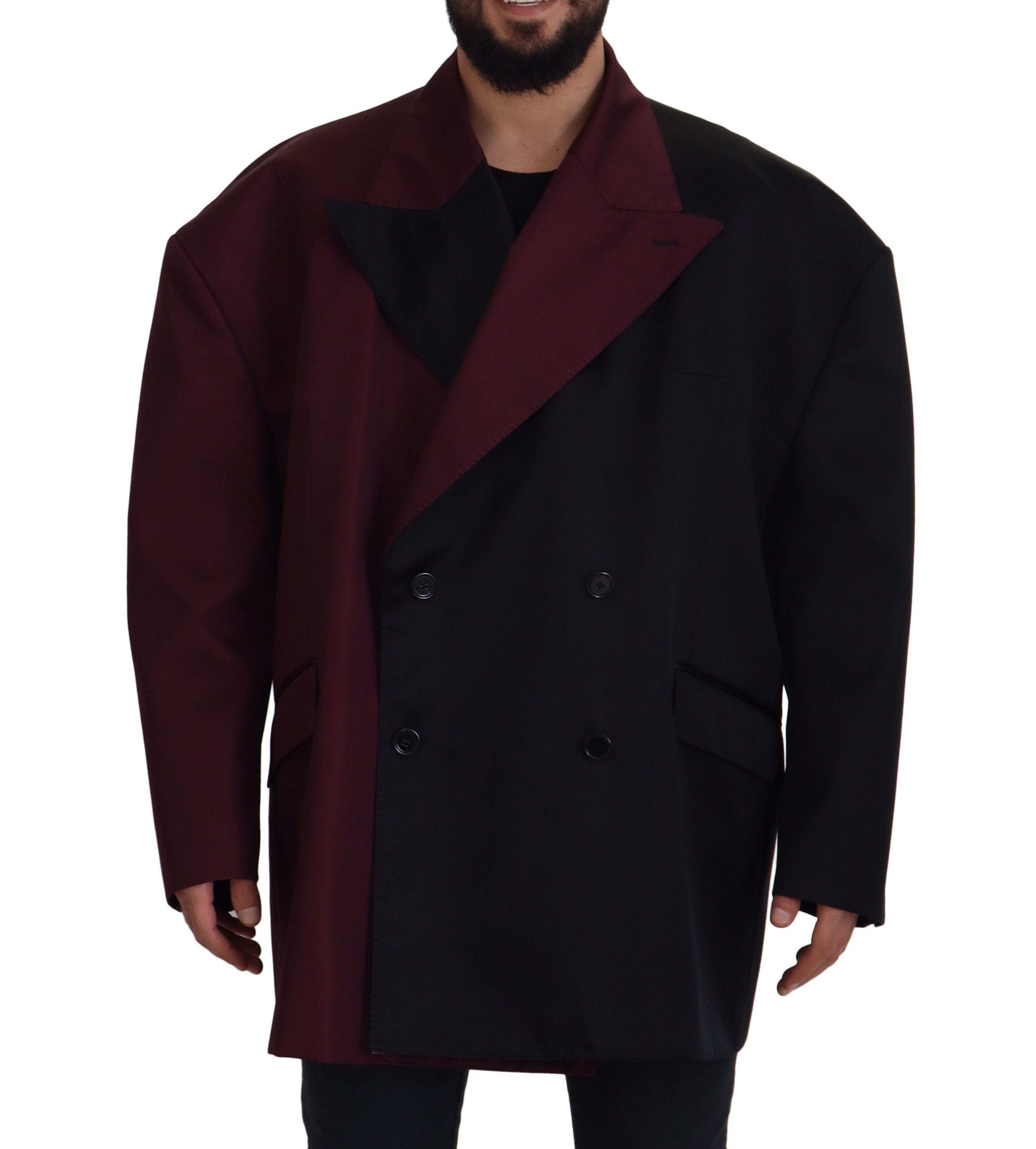 Bordeauxrote doppelreihige Jacke aus Polyester