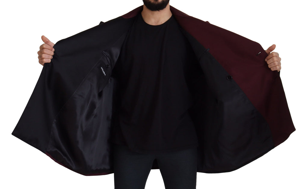 Bordeauxrote doppelreihige Jacke aus Polyester