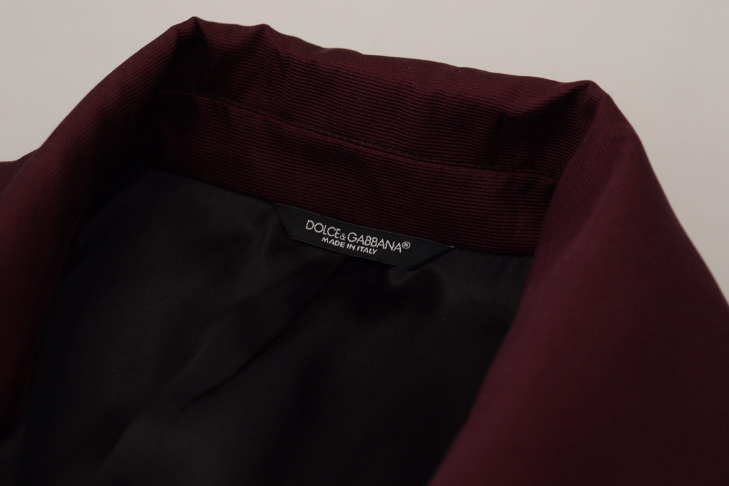Bordeauxrote doppelreihige Jacke aus Polyester