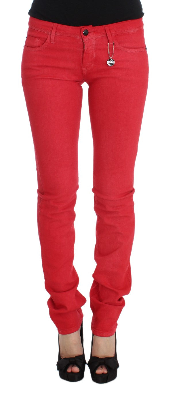 Rote Super Slim Fit Jeans aus Baumwollmischgewebe