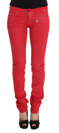 Rote Super Slim Fit Jeans aus Baumwollmischgewebe