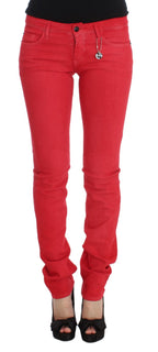 Rote Super Slim Fit Jeans aus Baumwollmischgewebe