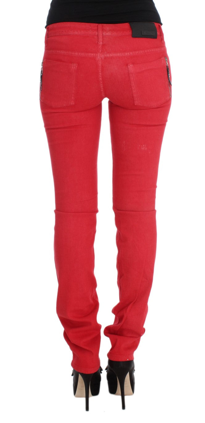 Rote Super Slim Fit Jeans aus Baumwollmischgewebe