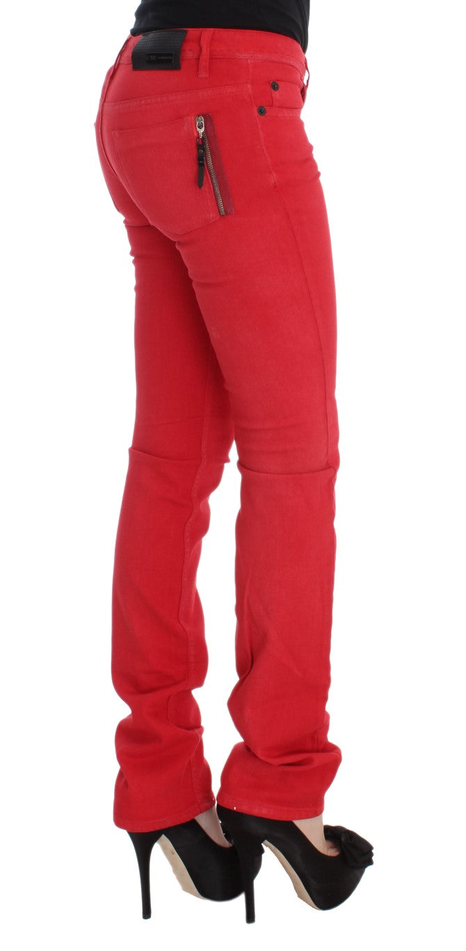 Rote Super Slim Fit Jeans aus Baumwollmischgewebe
