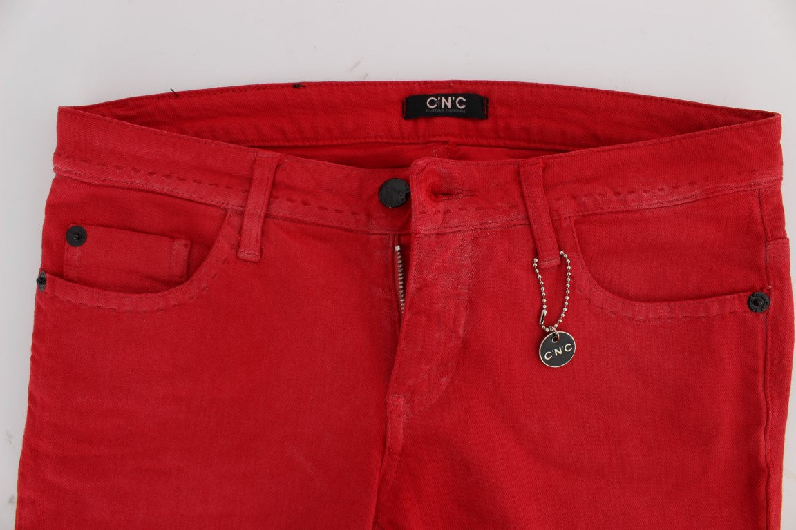 Rote Super Slim Fit Jeans aus Baumwollmischgewebe