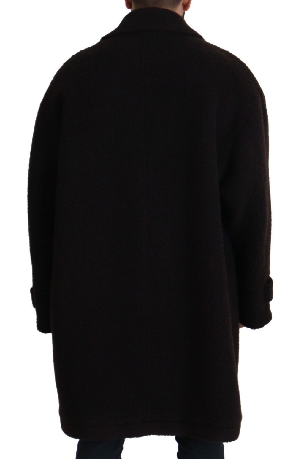 Schwarzer Alpaka Trenchcoat mit Knopfleiste