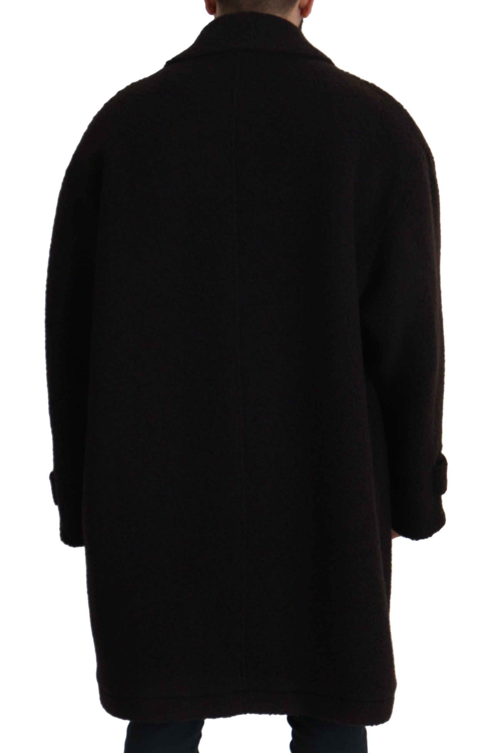 Schwarzer Alpaka Trenchcoat mit Knopfleiste
