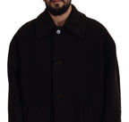Schwarzer Alpaka Trenchcoat mit Knopfleiste