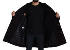 Schwarzer Alpaka Trenchcoat mit Knopfleiste