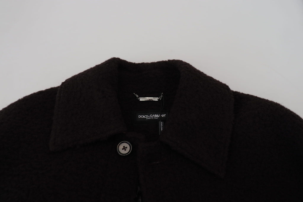Schwarzer Alpaka Trenchcoat mit Knopfleiste