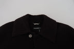 Schwarzer Alpaka Trenchcoat mit Knopfleiste