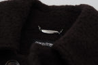 Schwarzer Alpaka Trenchcoat mit Knopfleiste
