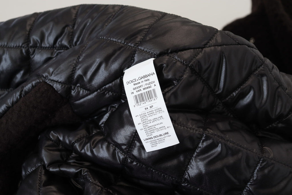 Schwarzer Alpaka Trenchcoat mit Knopfleiste