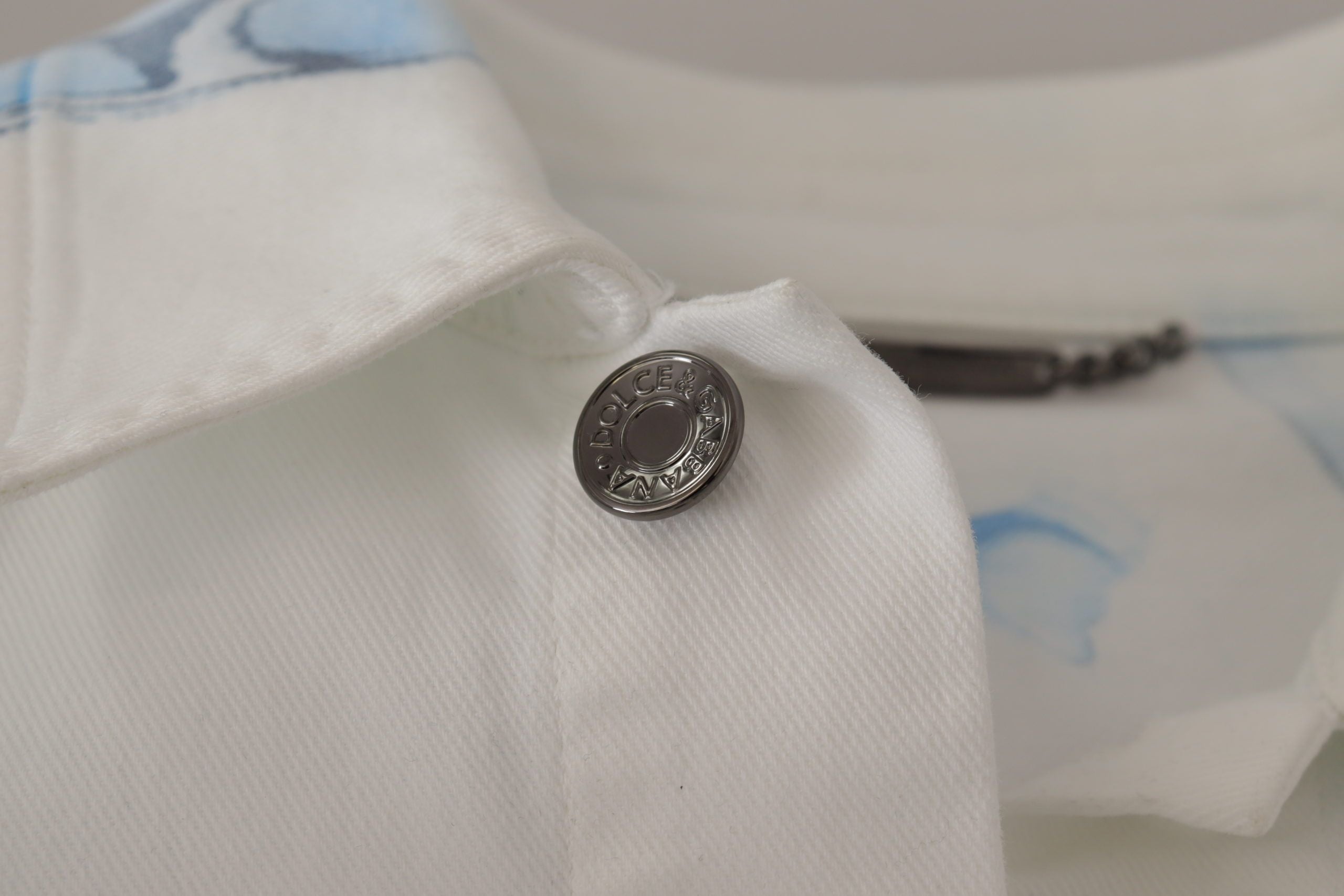 Weiße Jeansjacke mit Logo-Stickerei aus Baumwolle