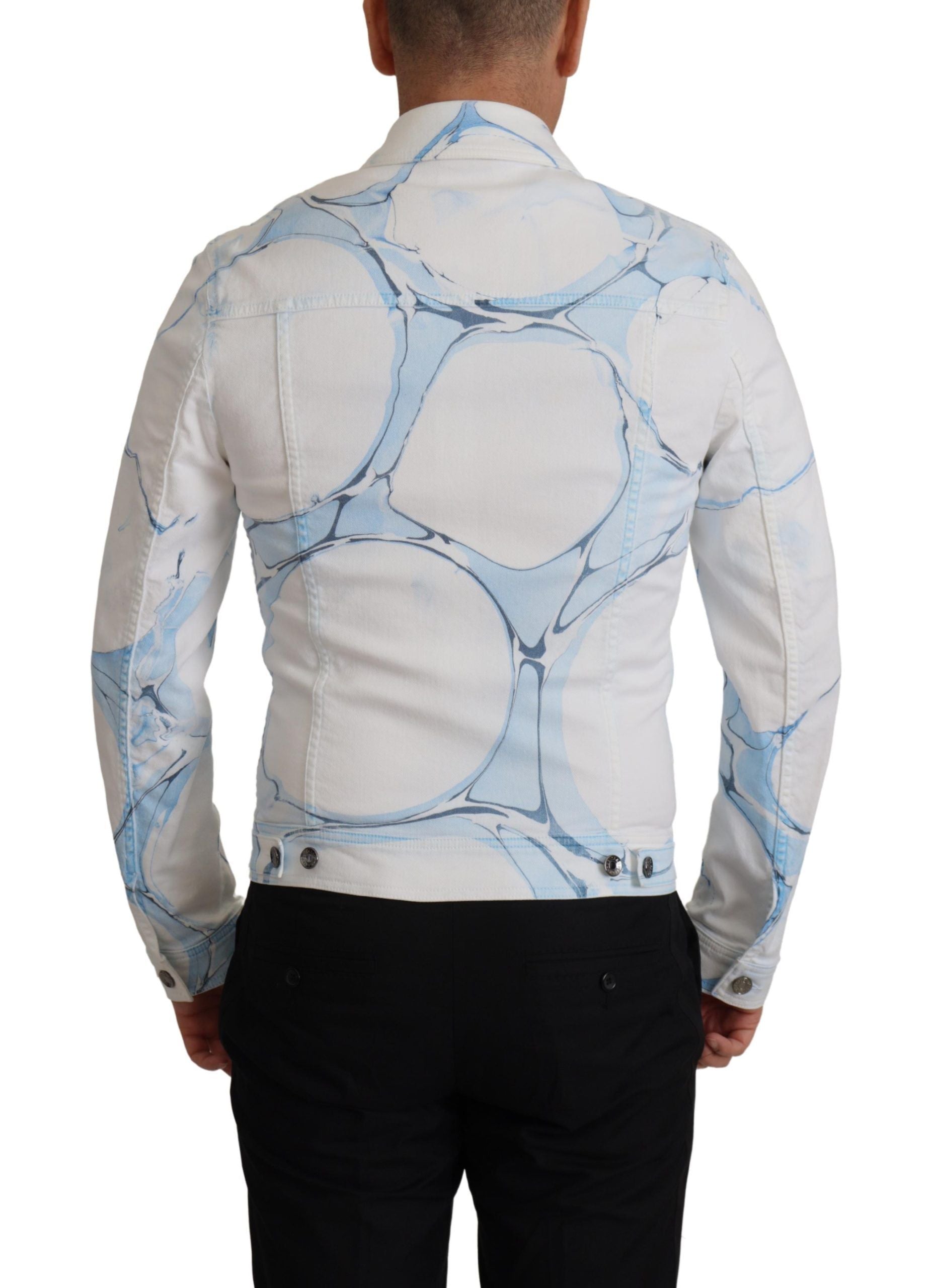 Weiße Jeansjacke mit Logo-Stickerei aus Baumwolle