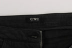 Black Cotton Capri Cropped Denim Jeans