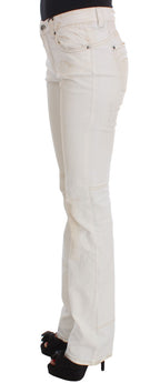 White Cotton Slim Fit Bootcut Jeans