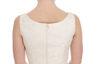 Weißes Brokat-Scheidenkleid mit Kristallen