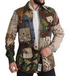 Mehrfarbiges Patchwork-Hemd mit Knopfleiste