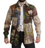 Mehrfarbiges Patchwork-Hemd mit Knopfleiste