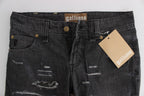Gray Wash Cotton Torn Straight Fit Jeans
