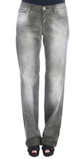 Graue Loose Fit Boyfriend Jeans aus Baumwollmischung