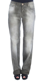 Graue Loose Fit Boyfriend Jeans aus Baumwollmischung