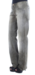 Graue Loose Fit Boyfriend Jeans aus Baumwollmischung