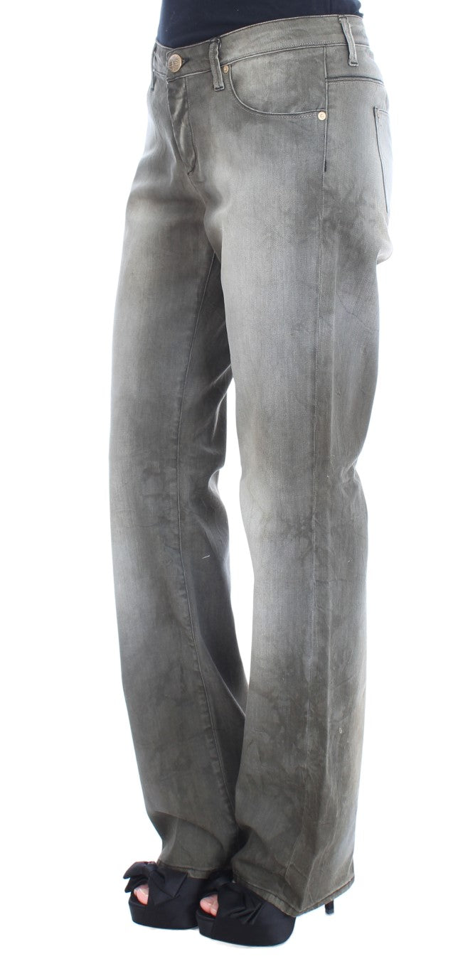 Graue Loose Fit Boyfriend Jeans aus Baumwollmischung